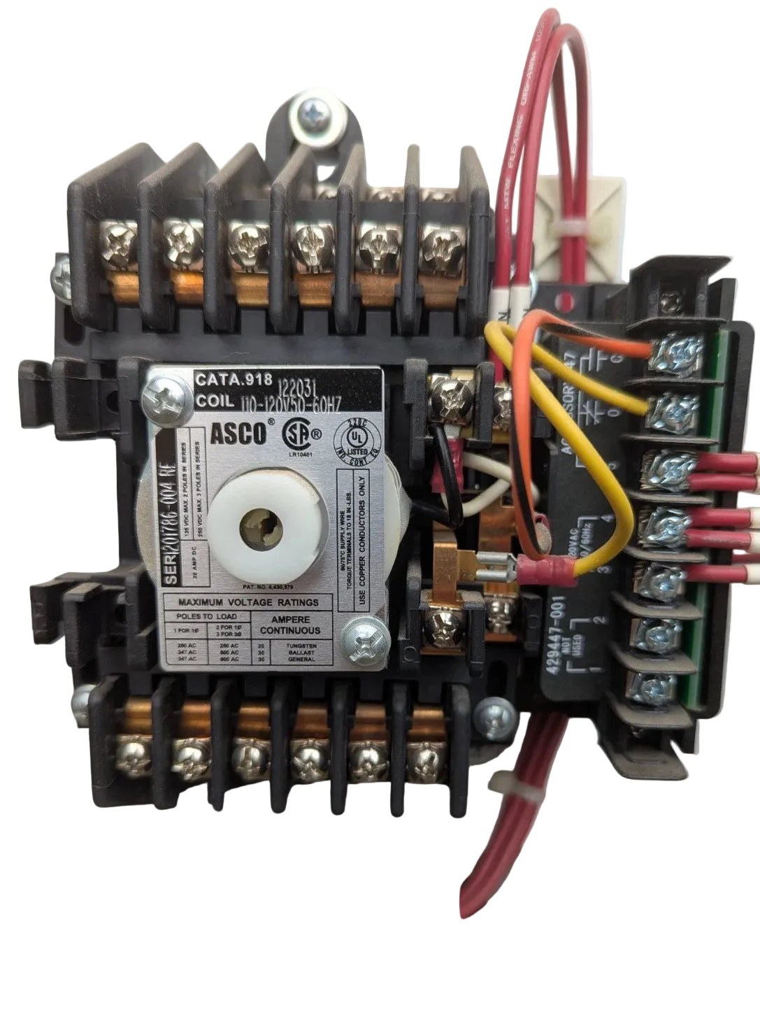 ASCO 918122031 918 Series 12-Pole Mechanically Held Lighting Contactor 120VAC
