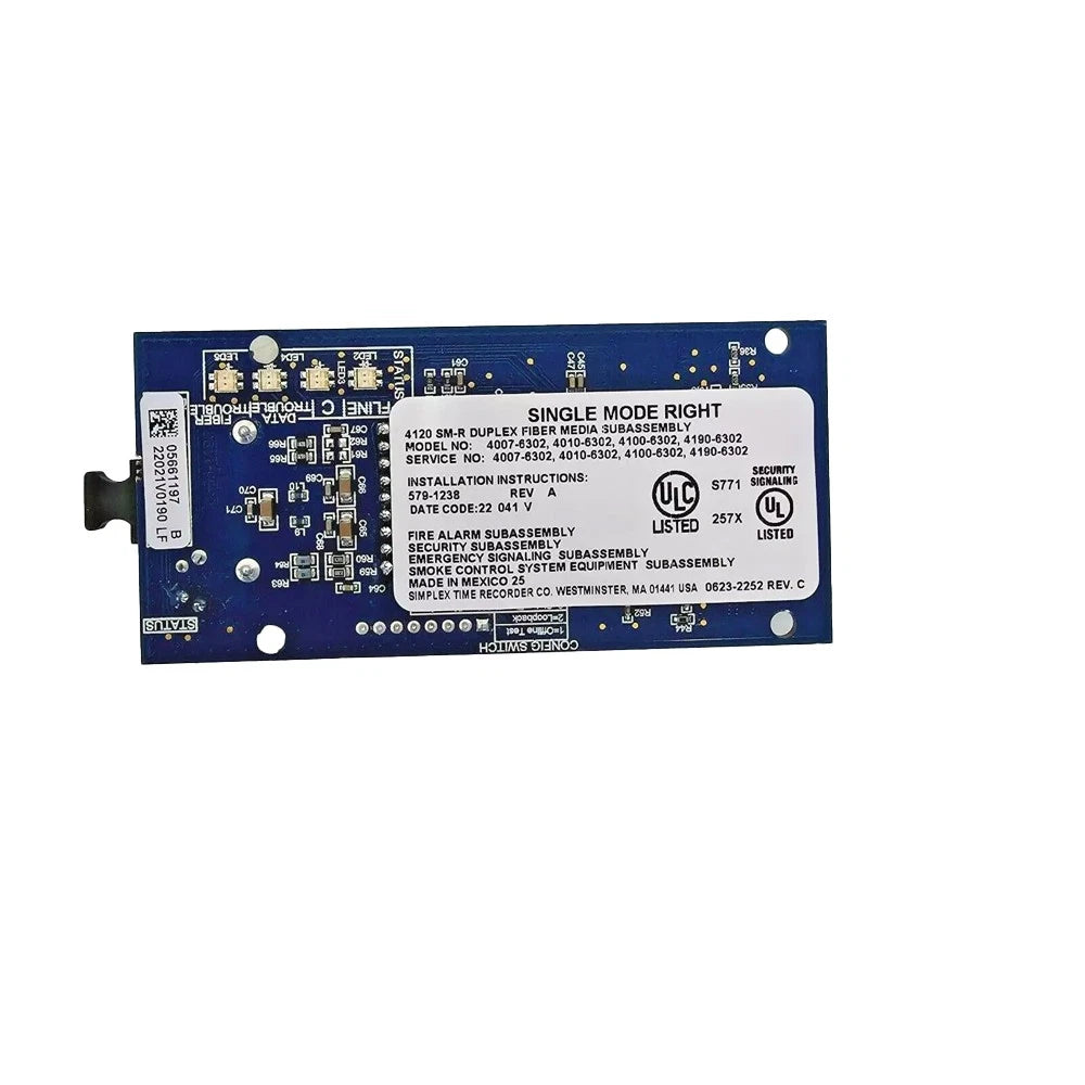 Simplex 4007-6302 4120 Single-Mode Duplex Fiber Media Card