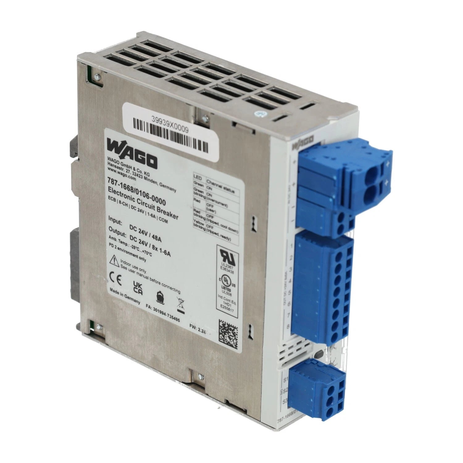 787-1668 | Wago 8-Channel Electronic Circuit Breaker 24 VDC with Adjustable Current