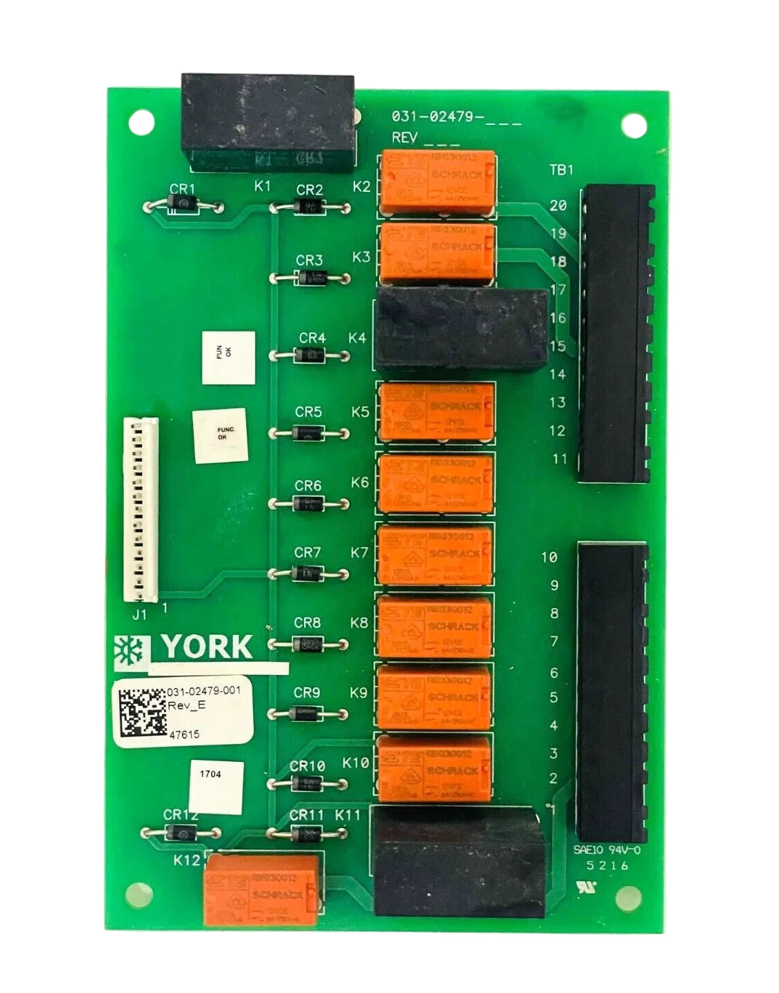 York 031-02479-001 Relay Circuit Board