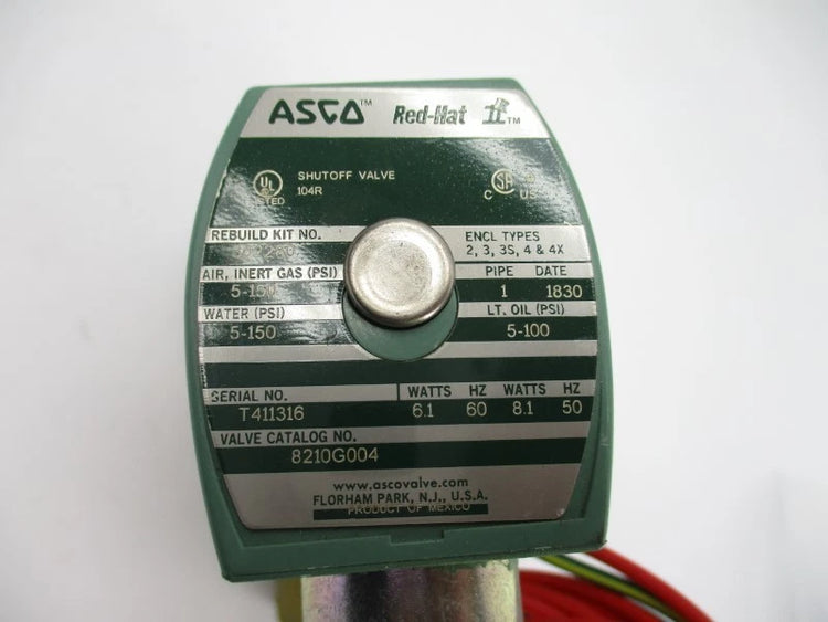 ASCO 8210G004 Series 210 Two-Way Normally Closed Brass Solenoid Valve for Industrial Fluid Control Applications