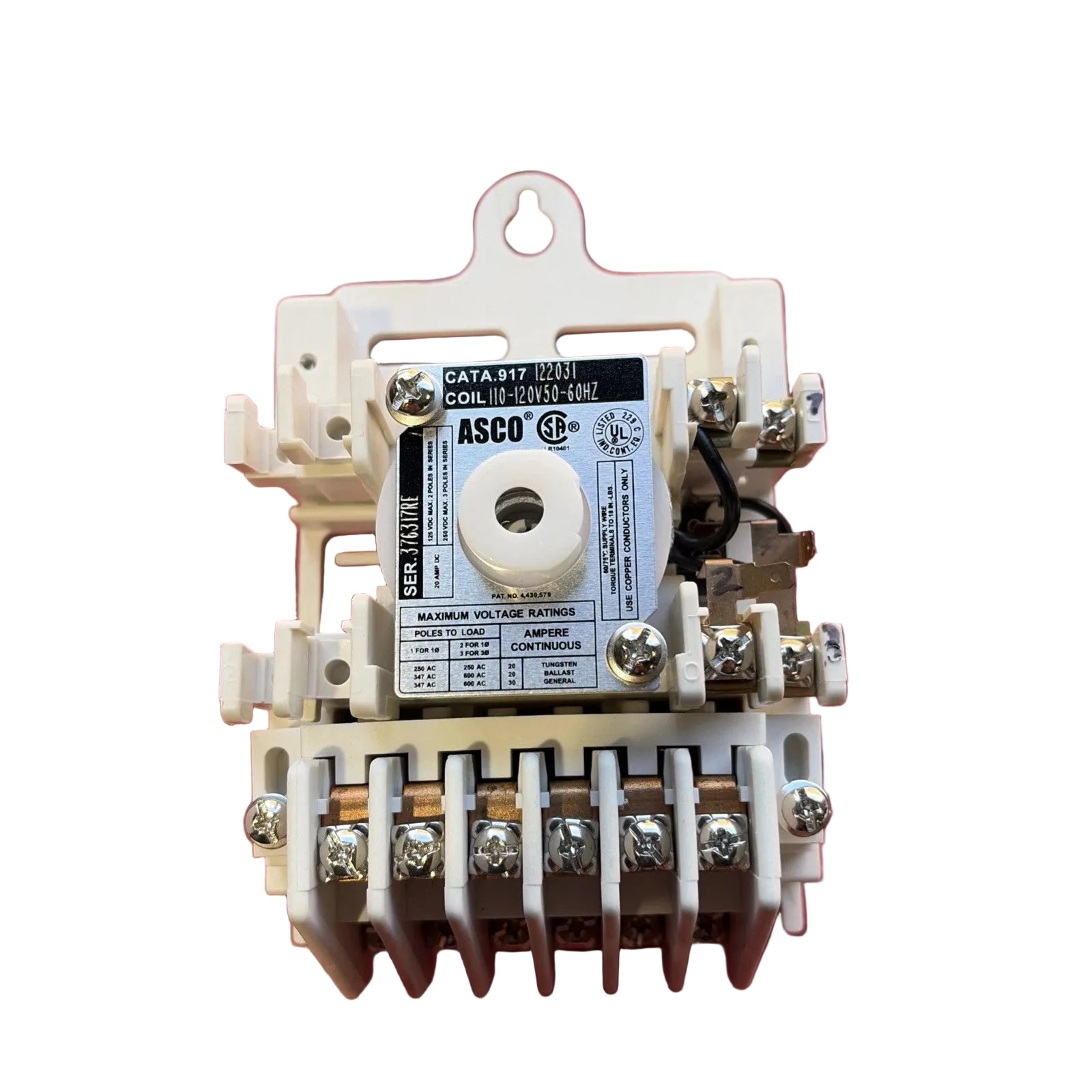 ASCO 917122031 12-Pole 30A Mechanically Held Lighting Contactor