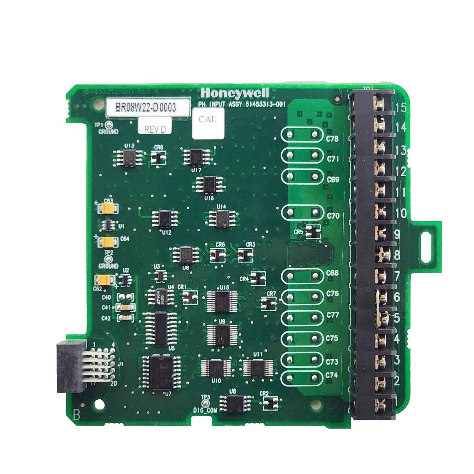 51453313-001 | Honeywell PH Input Assembly PCB Board with 15-Slot Screw Terminal & 20-Pin Connector