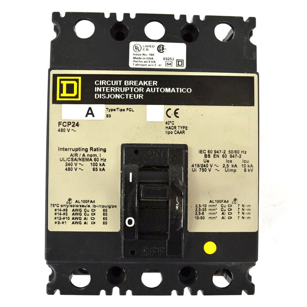 FCP34060 | Schneider Electric Three Pole Thermal Magnetic Molded Case Circuit Breaker 60A 480V