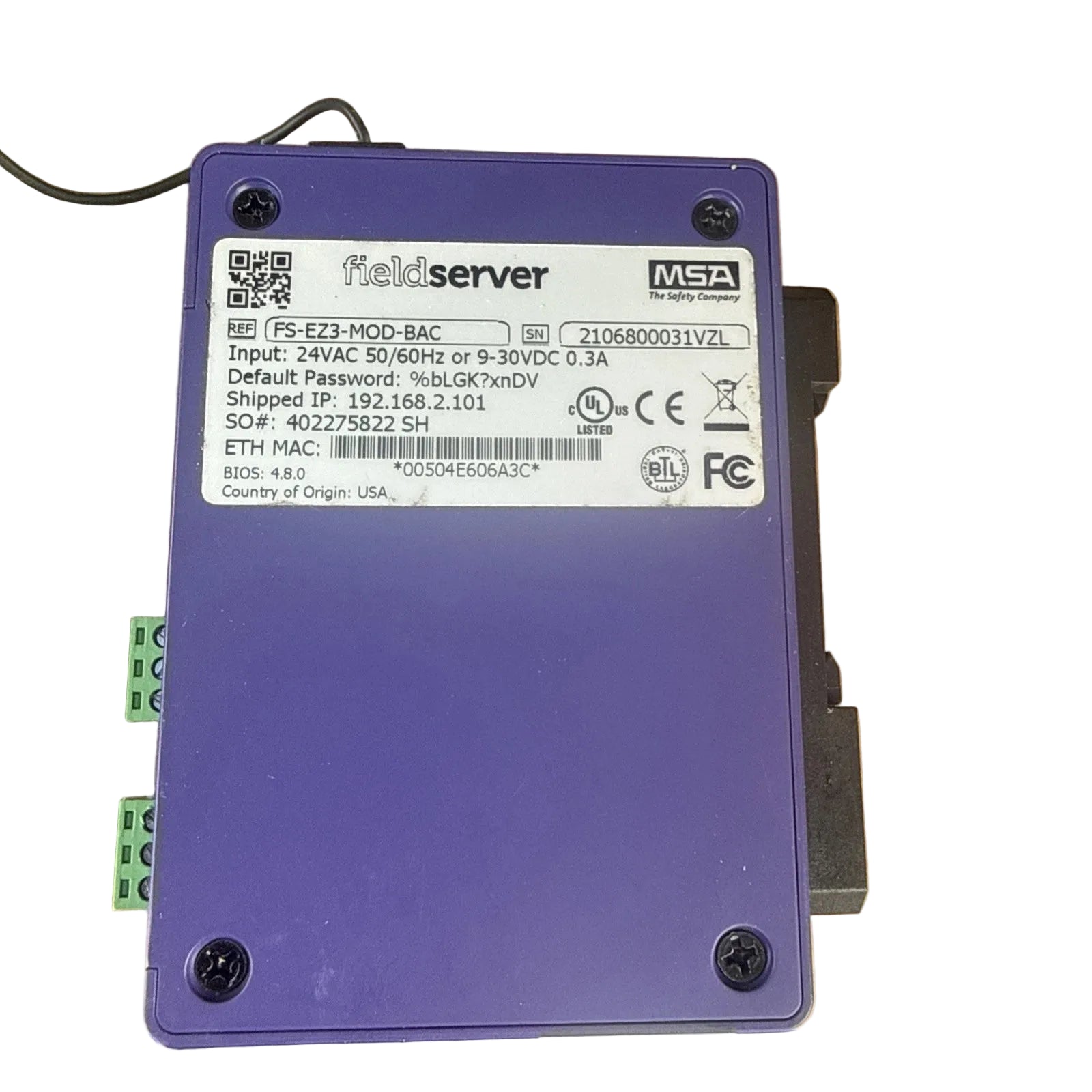 FieldServer FS-EZ3-MOD-BAC 500-Point Modbus to BACnet Protocol Gateway