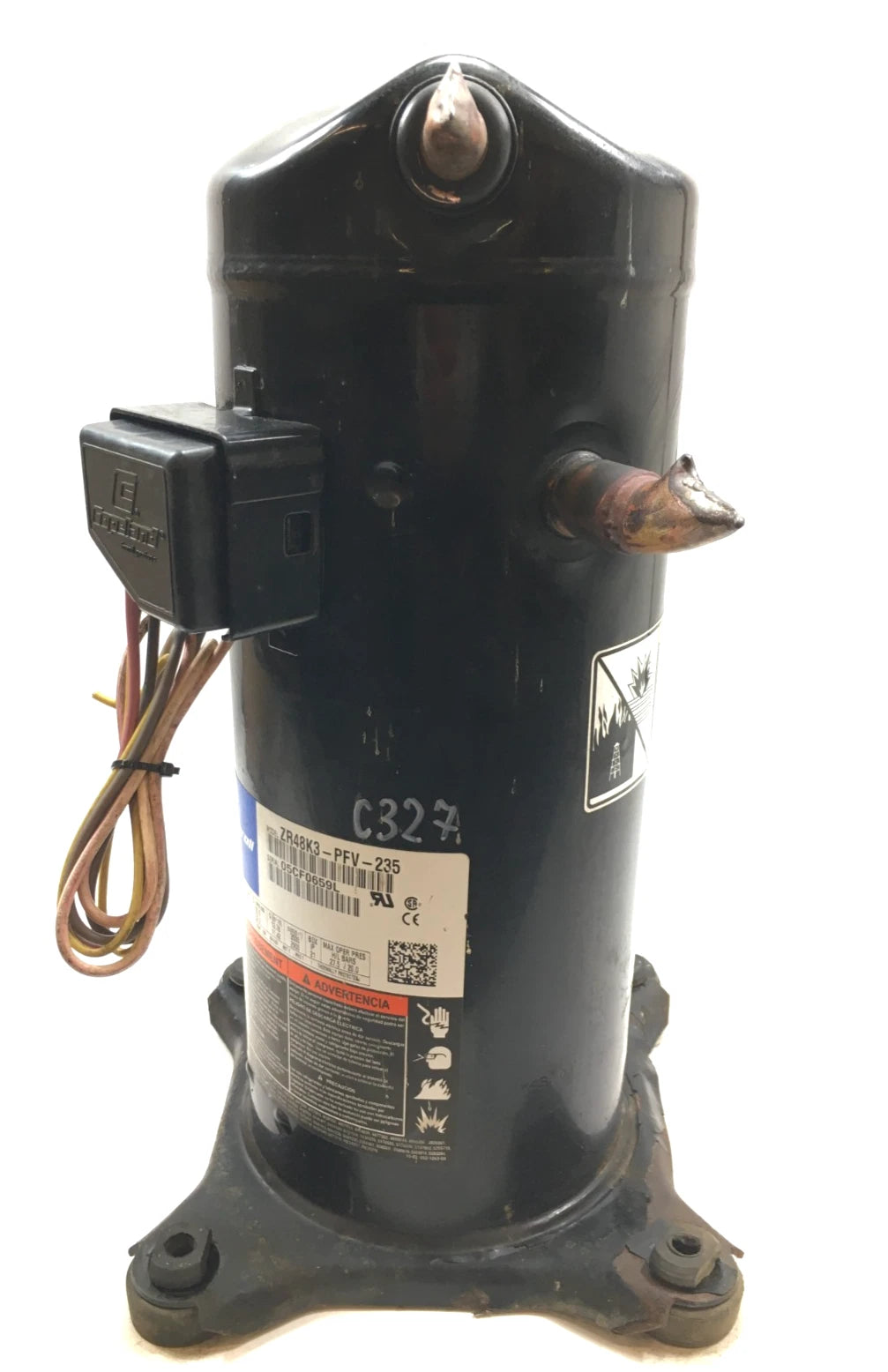 ZR48K3-PFV-235 | Copeland 4 Ton Scroll Compressor 208–230V 1PH 48,200 BTU R22/R407C