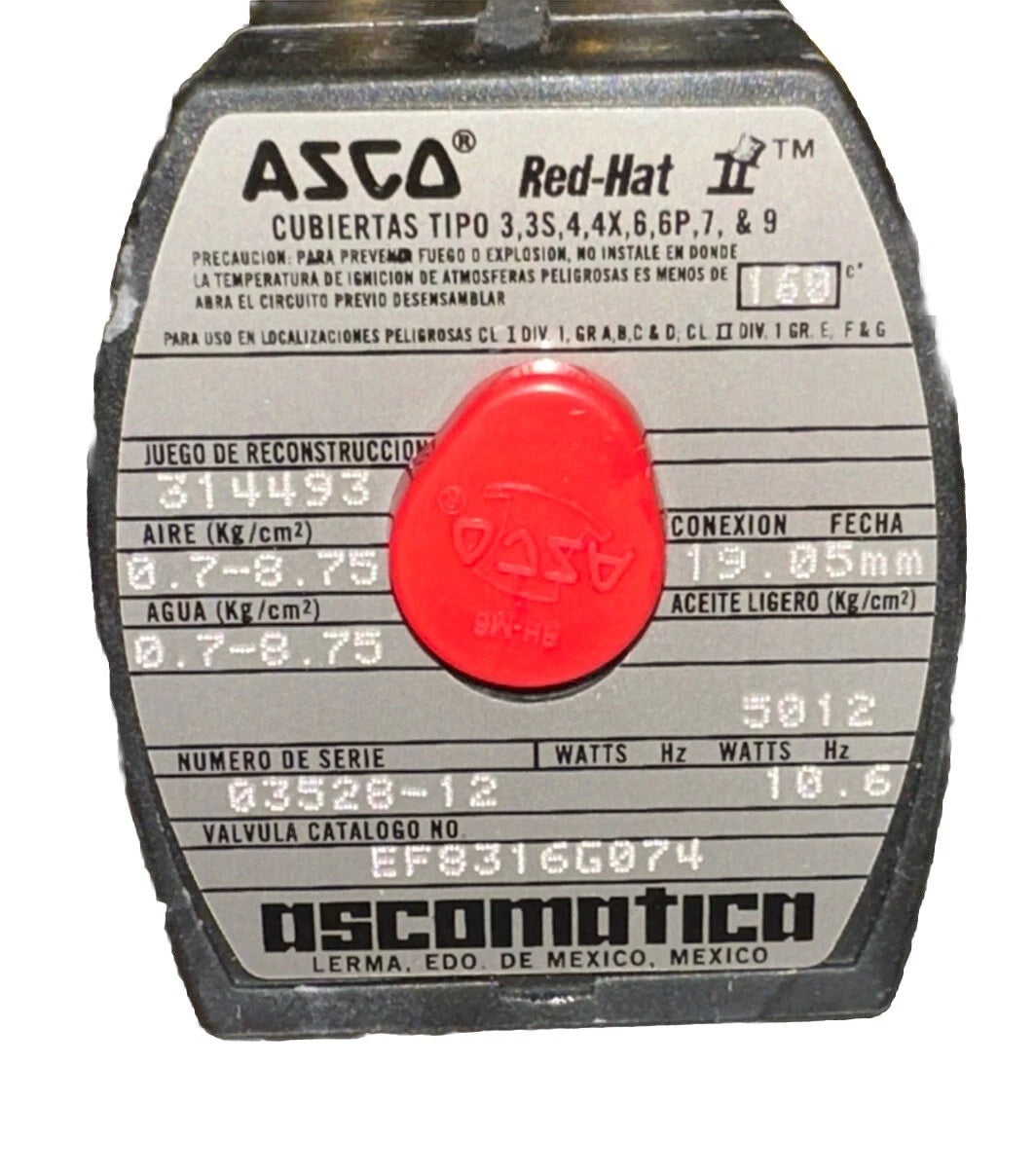 ASCO EF8316G074 RedHat 8316 3-Way 3/4-Inch Normally Closed Solenoid Valve