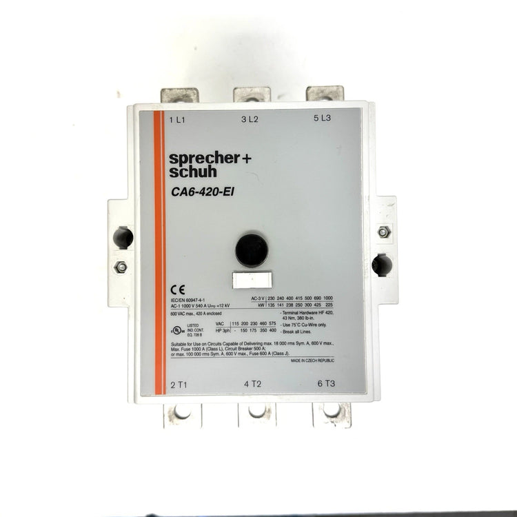 Sprecher + Schuh CA6-420-EL Heavy-Duty IEC Power Contactor for Industrial Motor Control