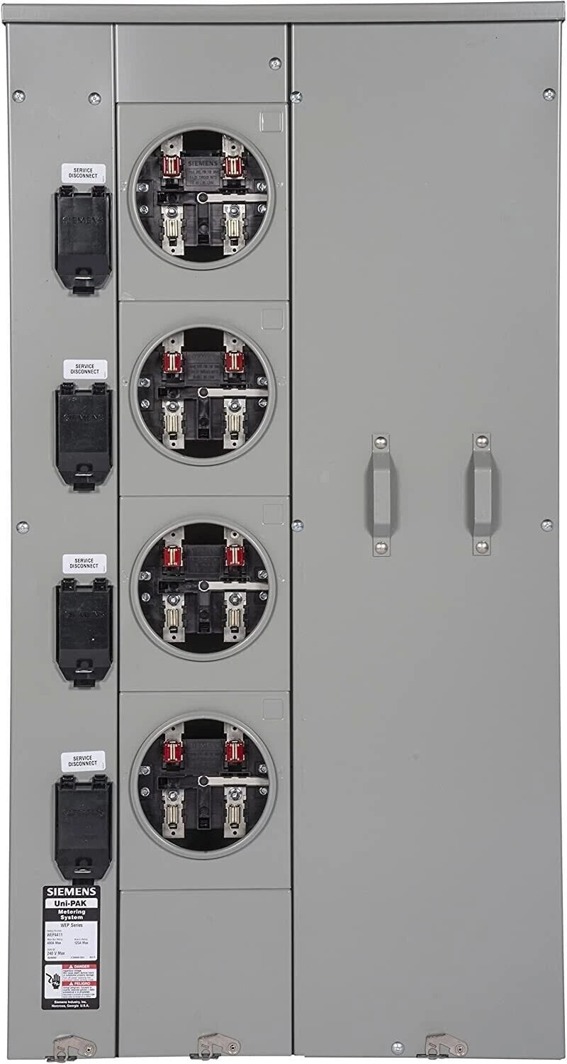 Siemens WEP4411 400A 1-Phase Meter Pack 4J Ring Multi-Position Meter Socket Panel