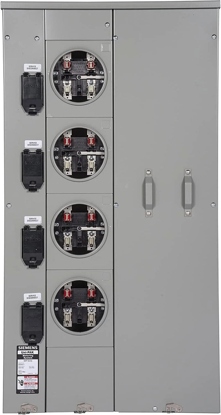 Siemens WEP4411 400A 1-Phase Meter Pack 4J Ring Multi-Position Meter Socket Panel