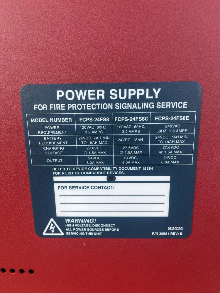 FCPS-24FS8 | Honeywell Remote Charger Power Supply 120VAC