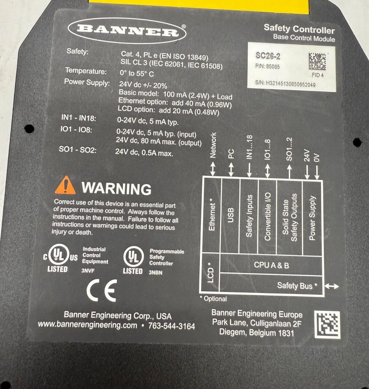 Banner Engineering SC26-2 Configurable Safety Controller