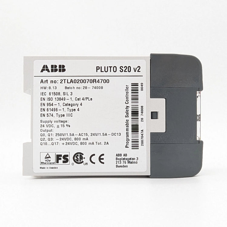 ABB 2TLA020070R4700 Pluto S20 V2 Programmable Safety Controller 24VDC