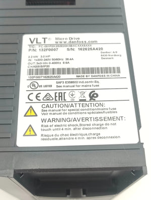 Danfoss 132F0007 VLT Micro Drive FC 51 3 HP Variable Frequency Drive