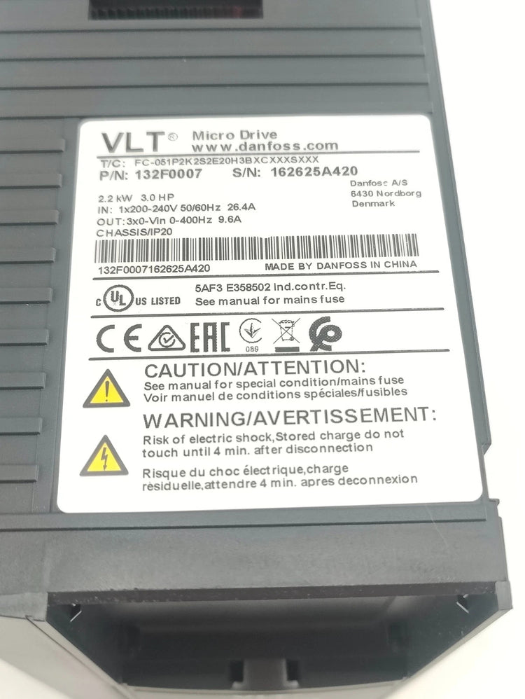 Danfoss 132F0007 VLT Micro Drive FC 51 3 HP Variable Frequency Drive