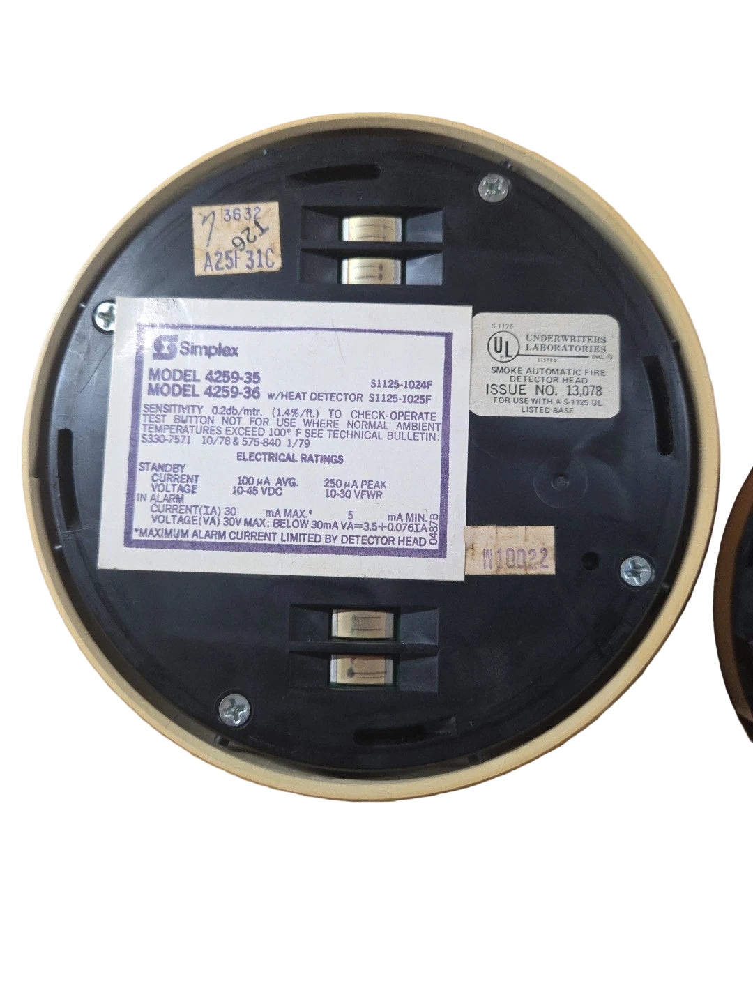 4259-36 | Simplex Smoke Detector with Heat Sensor, Legacy Fire Alarm