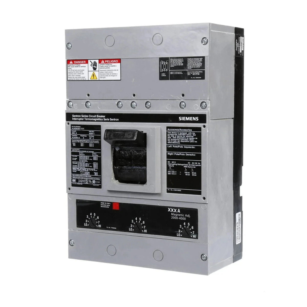 Siemens HJXD63B300 SENTRON 300 Ampere Three-Pole 600 Volt Molded Case Circuit Breaker