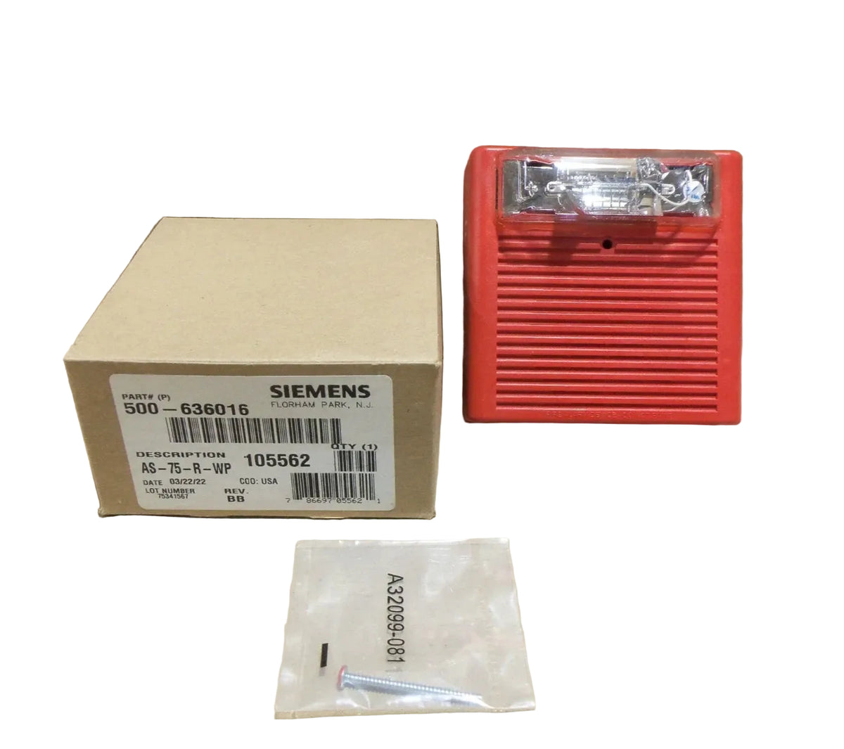 Siemens 500-636016 AS-75-R-WP Weatherproof Horn/Strobe