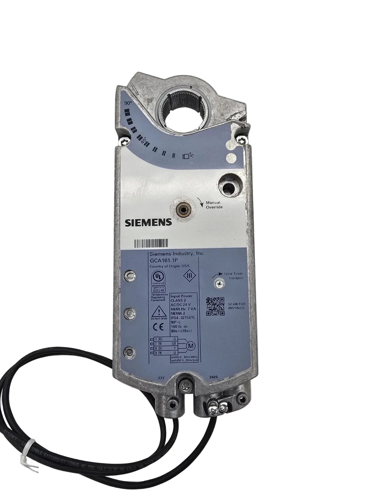 Siemens GCA161.1P OpenAir 160 lb-in Spring Return Damper Actuator