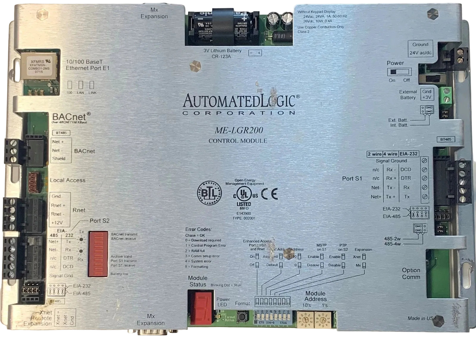 Automated Logic ME-LGR200 BACnet Router 200 Points 24VAC 26VDC Building Automation