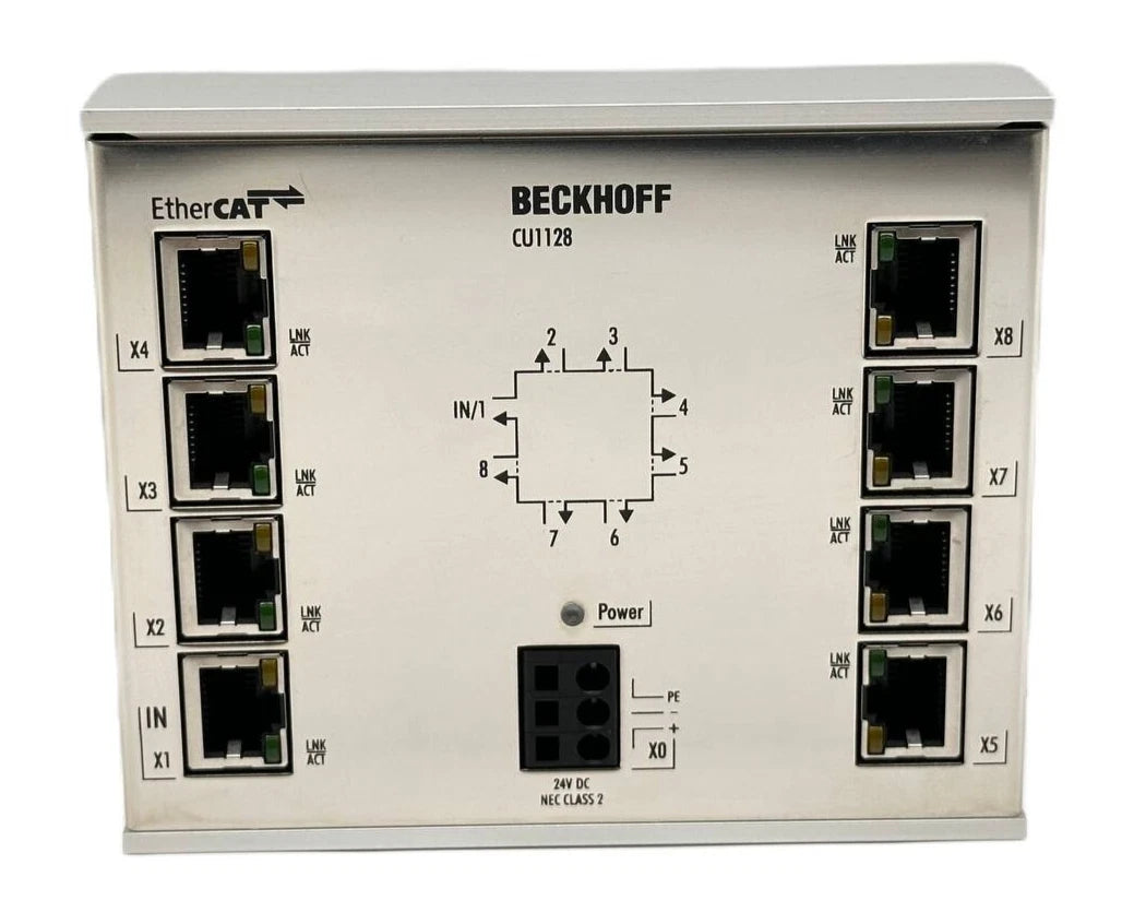 Beckhoff CU1128 8-Port EtherCAT Junction for Industrial Network Expansion and Distributed Automation