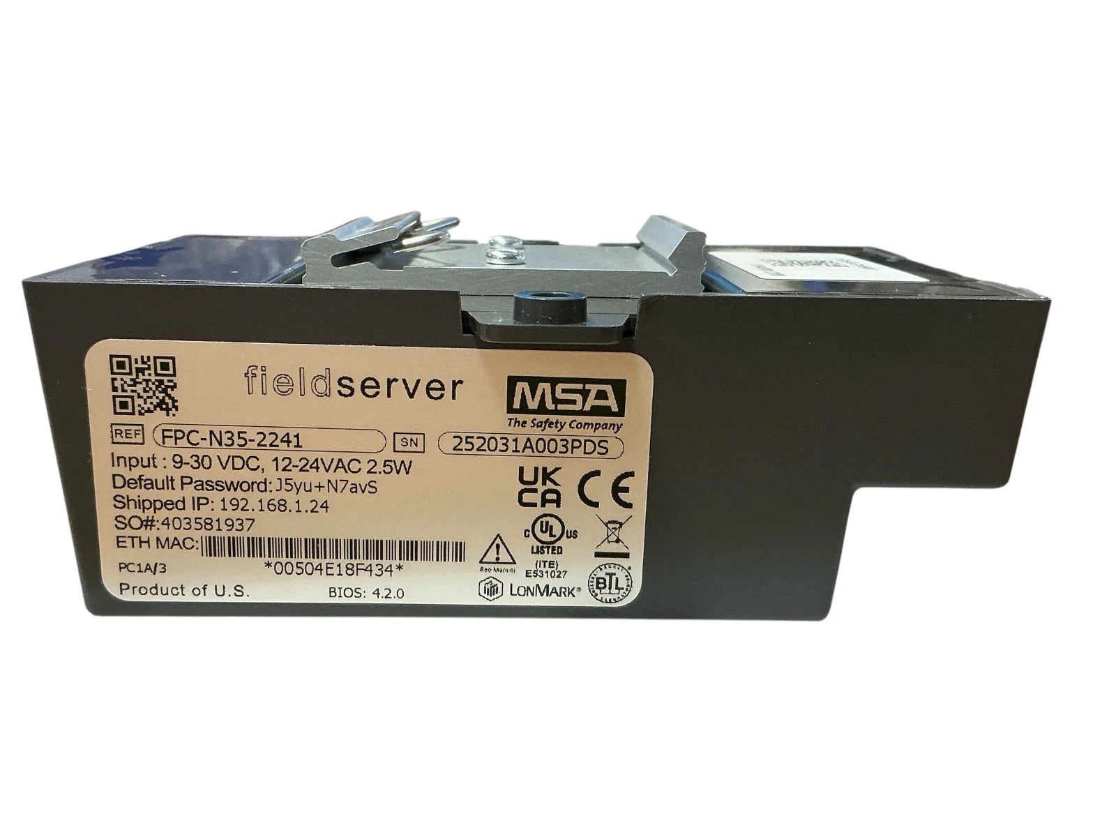 MSA FieldServer FPC-N35-2241 ProtoNode LonWorks Gateway Ethernet