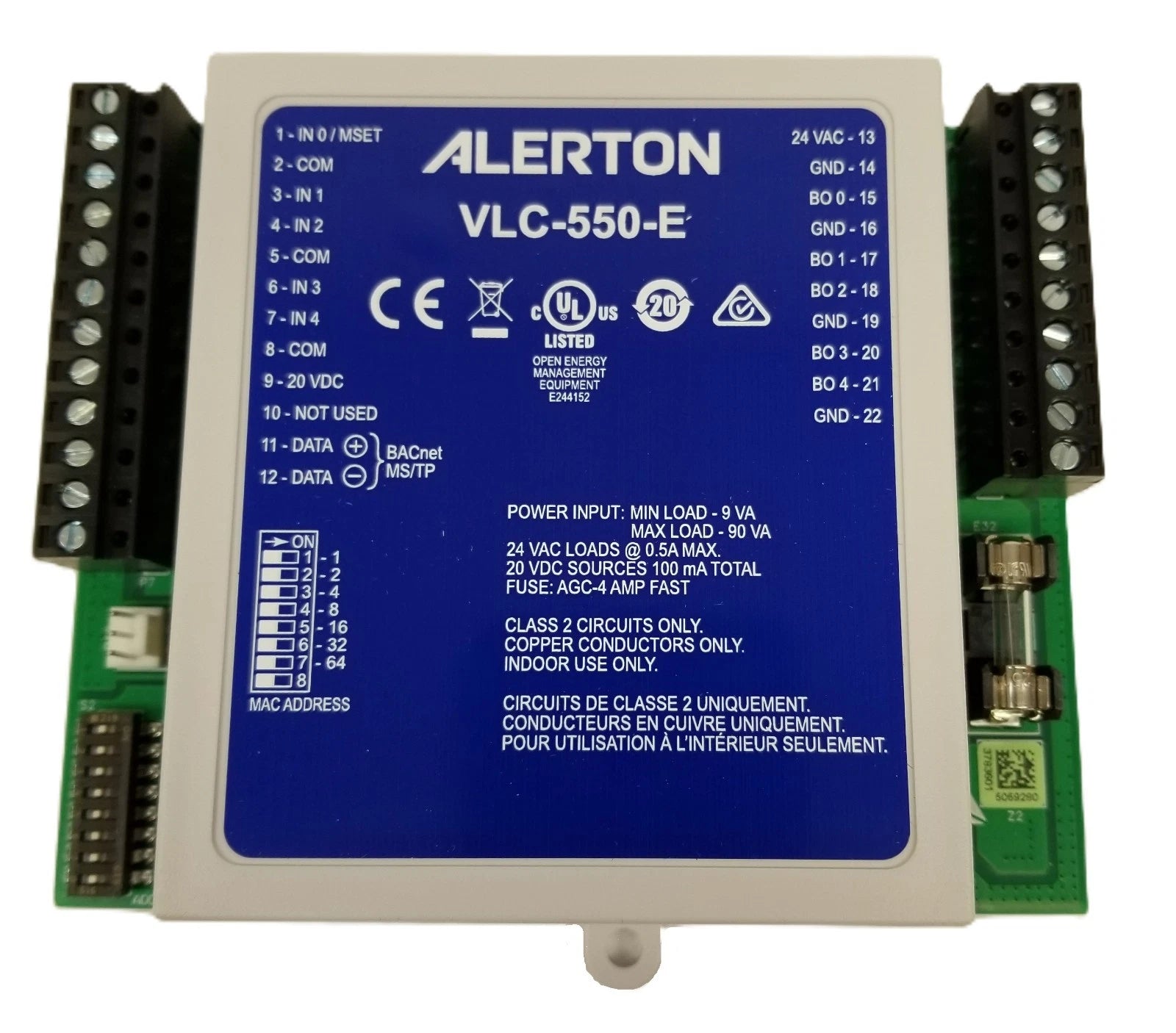 Alerton VLC-550-E VisualLogic BACnet Field Controller for Fan Coil and Heat Pump Applications