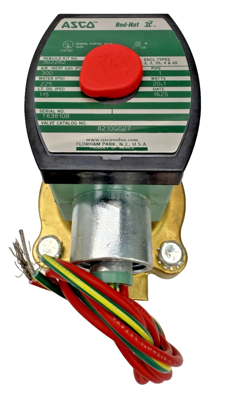 ASCO 8210G027 Series 8210 2-Way Normally Closed 1 Inch Brass Solenoid Valve
