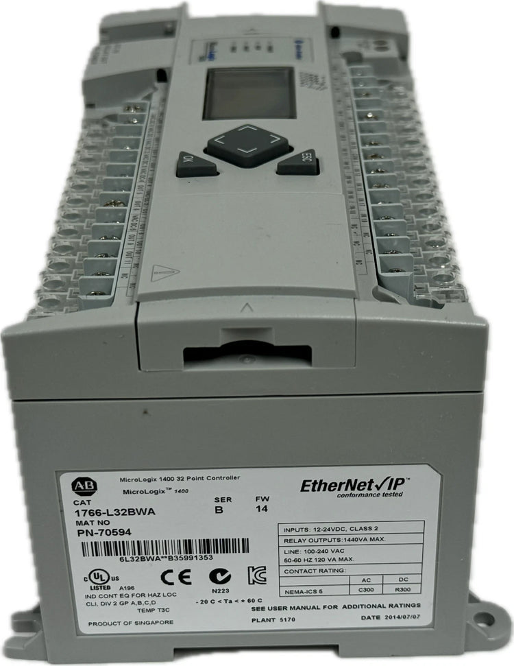 1766-L32BWA | Allen-Bradley MicroLogix 1400 PLC, 110/240V AC Power