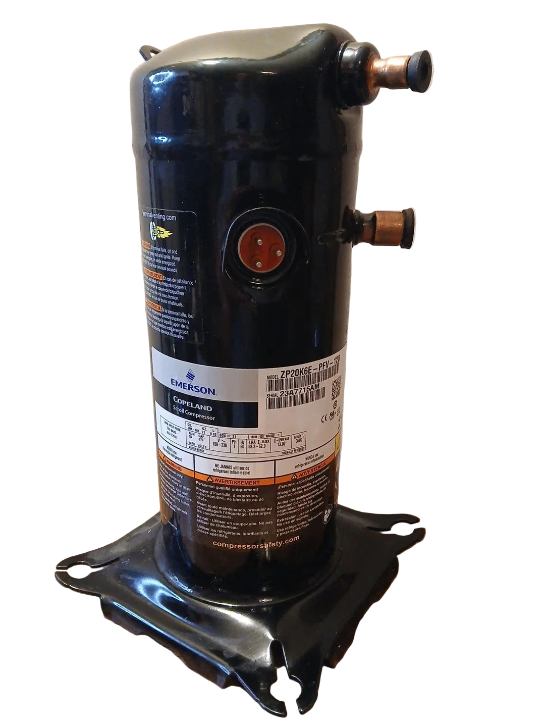 ZP20K6E-PFV-120 | Copeland Scroll Compressor 208/230V Single Phase HVAC