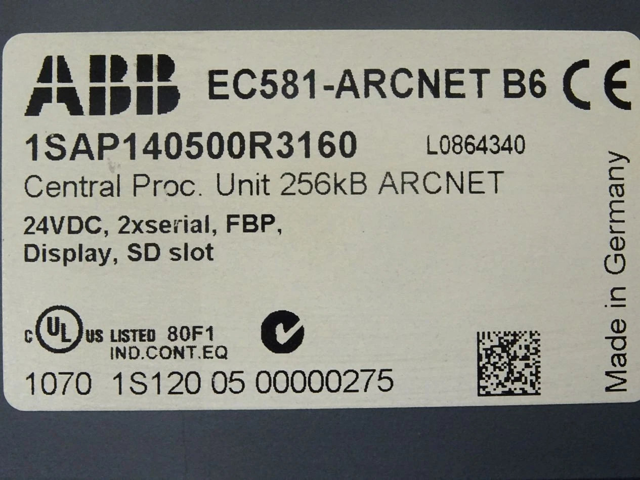 ABB EC581-ARCNET 1SAP140500R3260 AC500 Programmable Logic Controller Processor