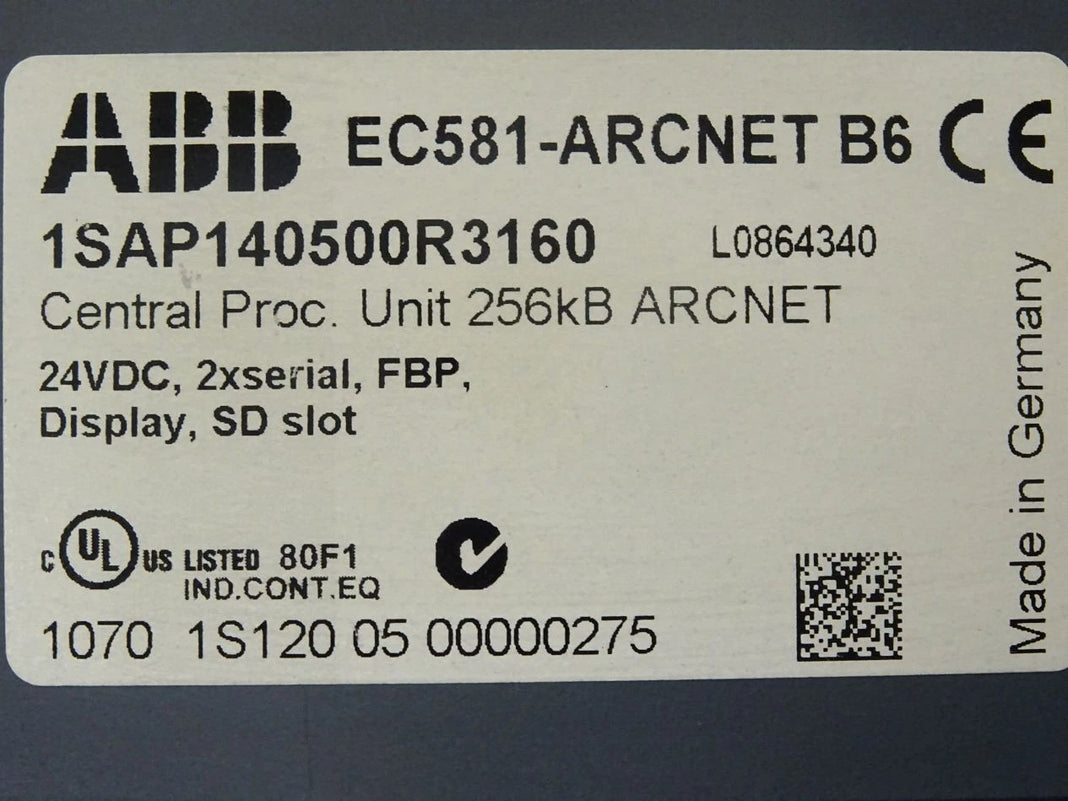 ABB EC581-ARCNET 1SAP140500R3260 AC500 Programmable Logic Controller Processor