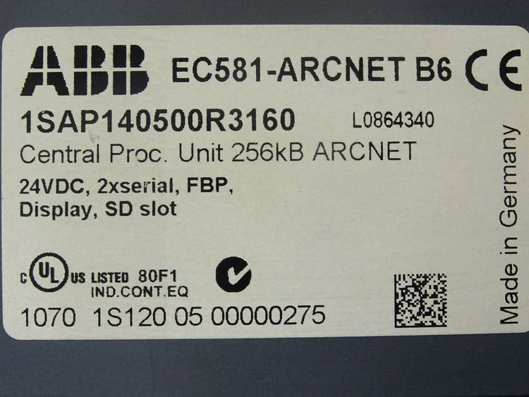 ABB EC581-ARCNET 1SAP140500R3260 AC500 Programmable Logic Controller Processor