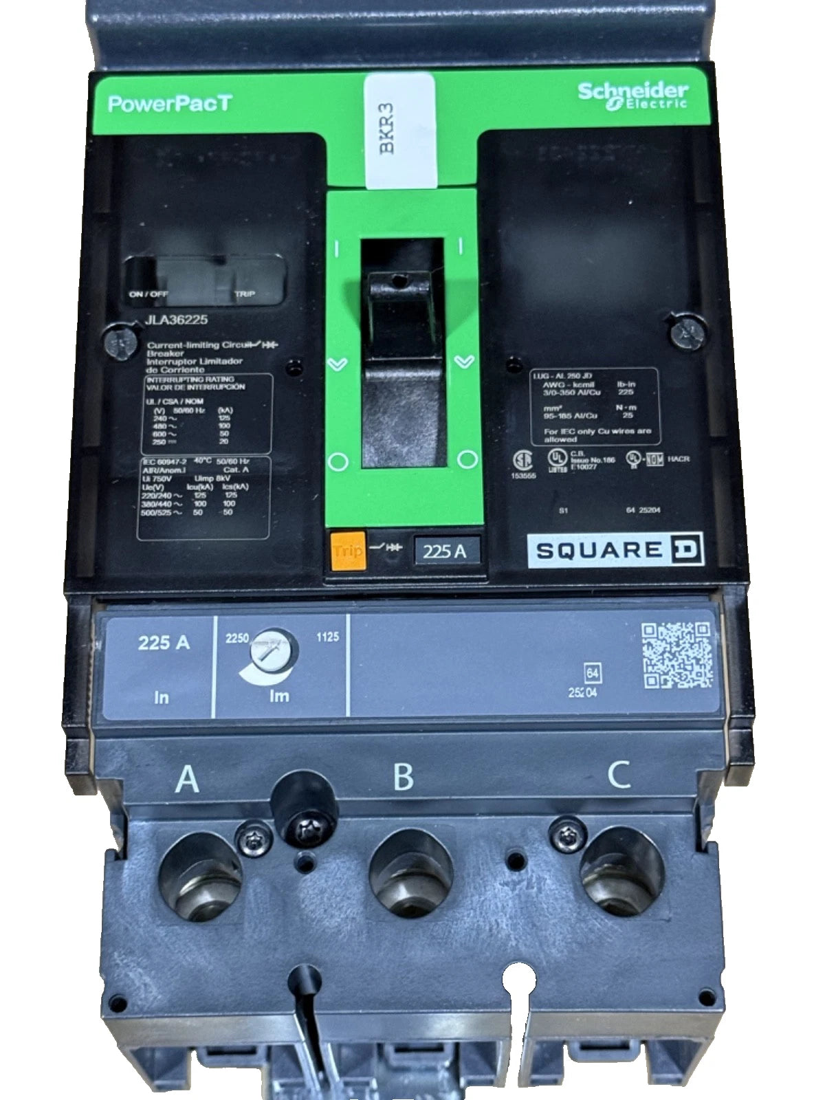 JLA36225 | Schneider Electric 225A 3-Pole 600V I-Line Molded Case Circuit Breaker