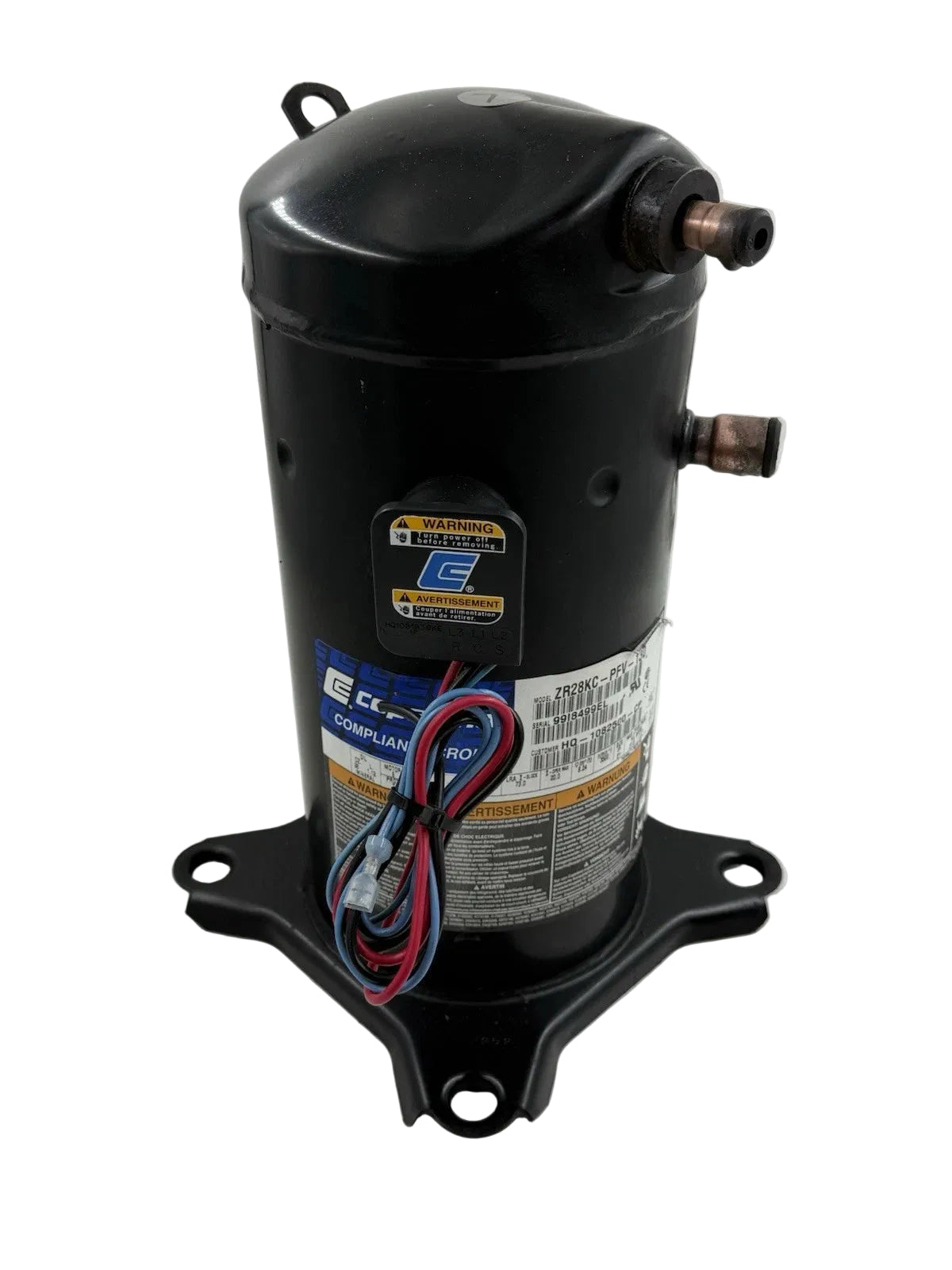 Copeland ZR28KC-PFV-130 Scroll Compressor 2.5 Ton 28,400 BTU 208-230V 1-Phase R22 R407C HVAC
