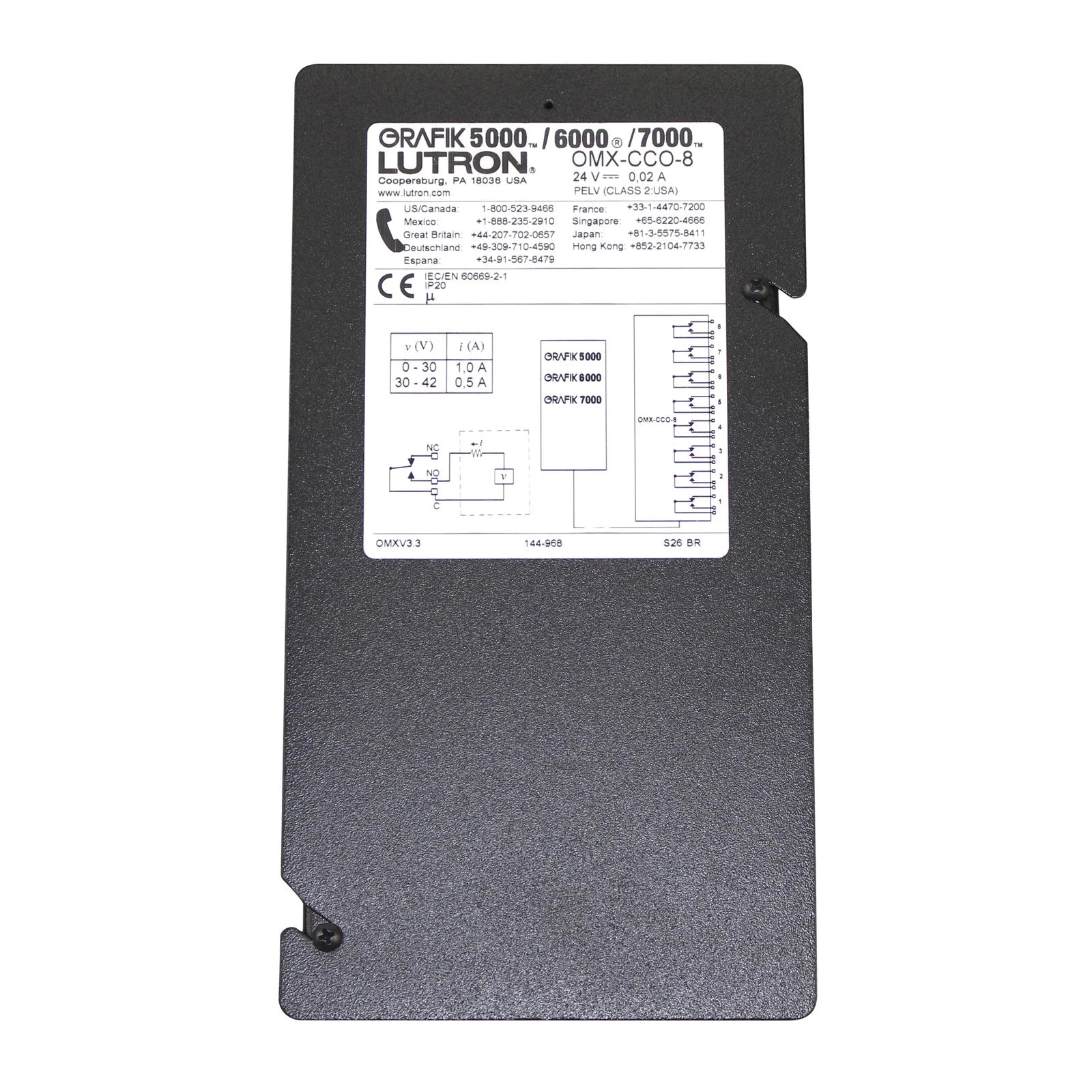 OMX-CCO-8 | Lutron GRAFIK Eye Control Interface with 8 Dry Contact Closure Outputs