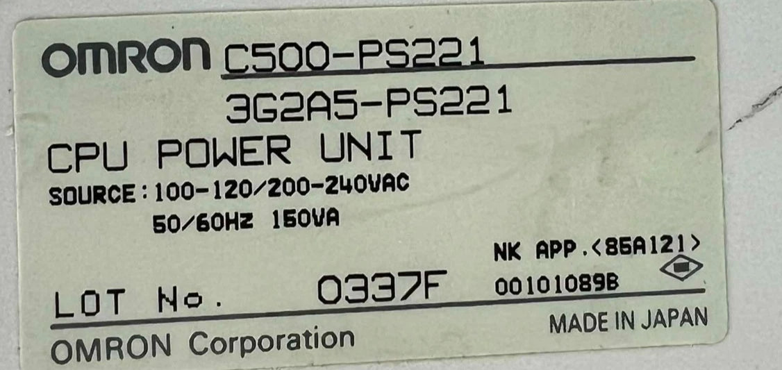Omron C500-PS221 SYSMAC C500 PLC Power Supply Module