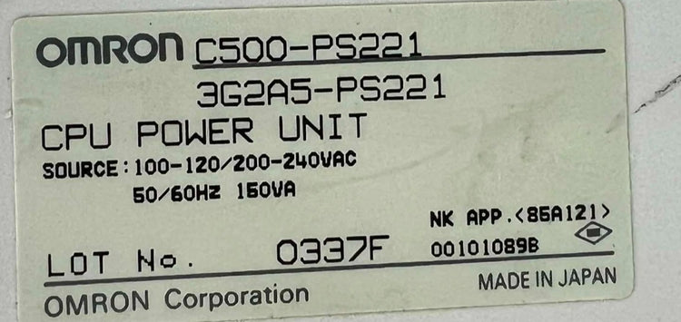 Omron C500-PS221 SYSMAC C500 PLC Power Supply Module