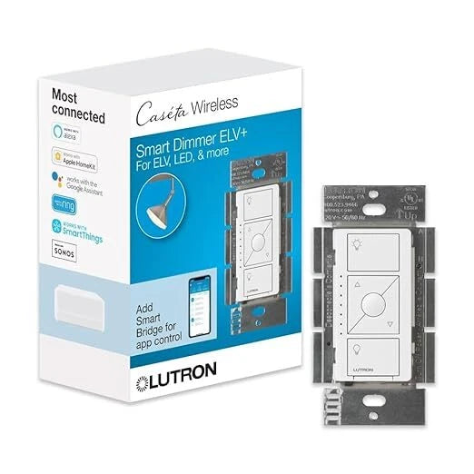PD-5NE-WH | Lutron Caséta In-Wall Smart ELV/LED Dimmer, Wireless Contr