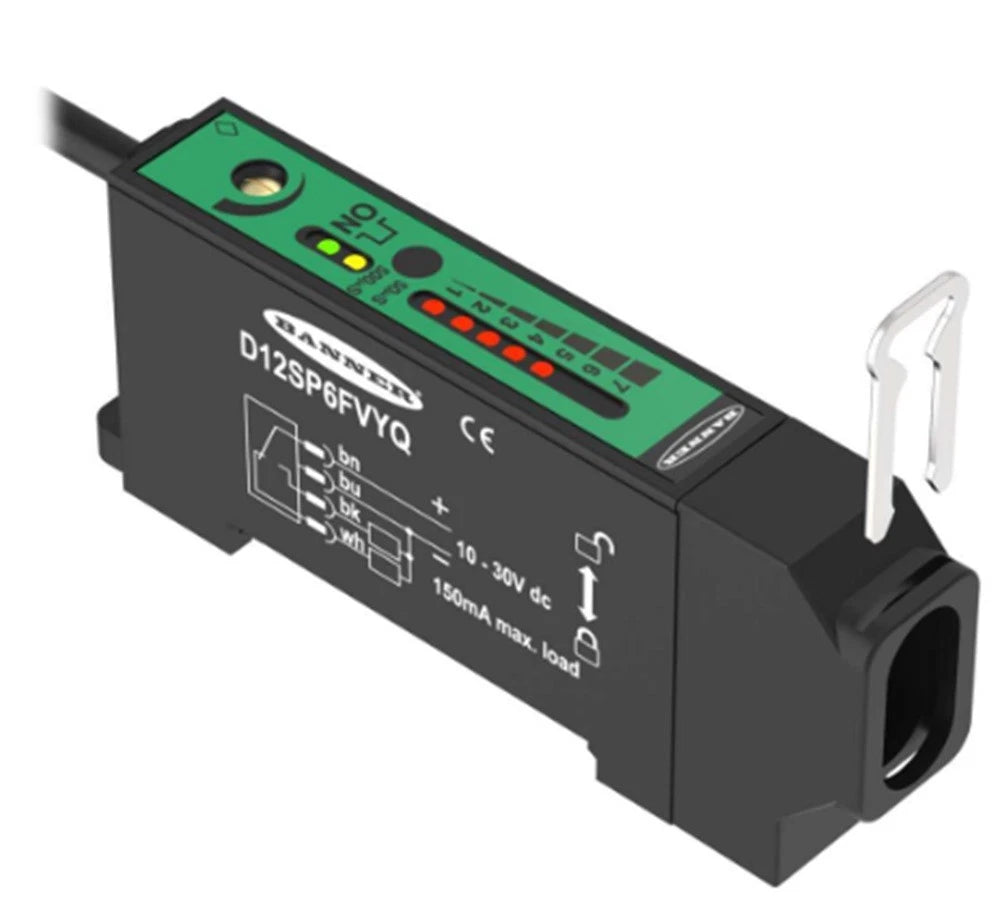D12SP6FVYQ | Banner Engineering D12 High-Speed Fiber Optic Photoelectric Sensor