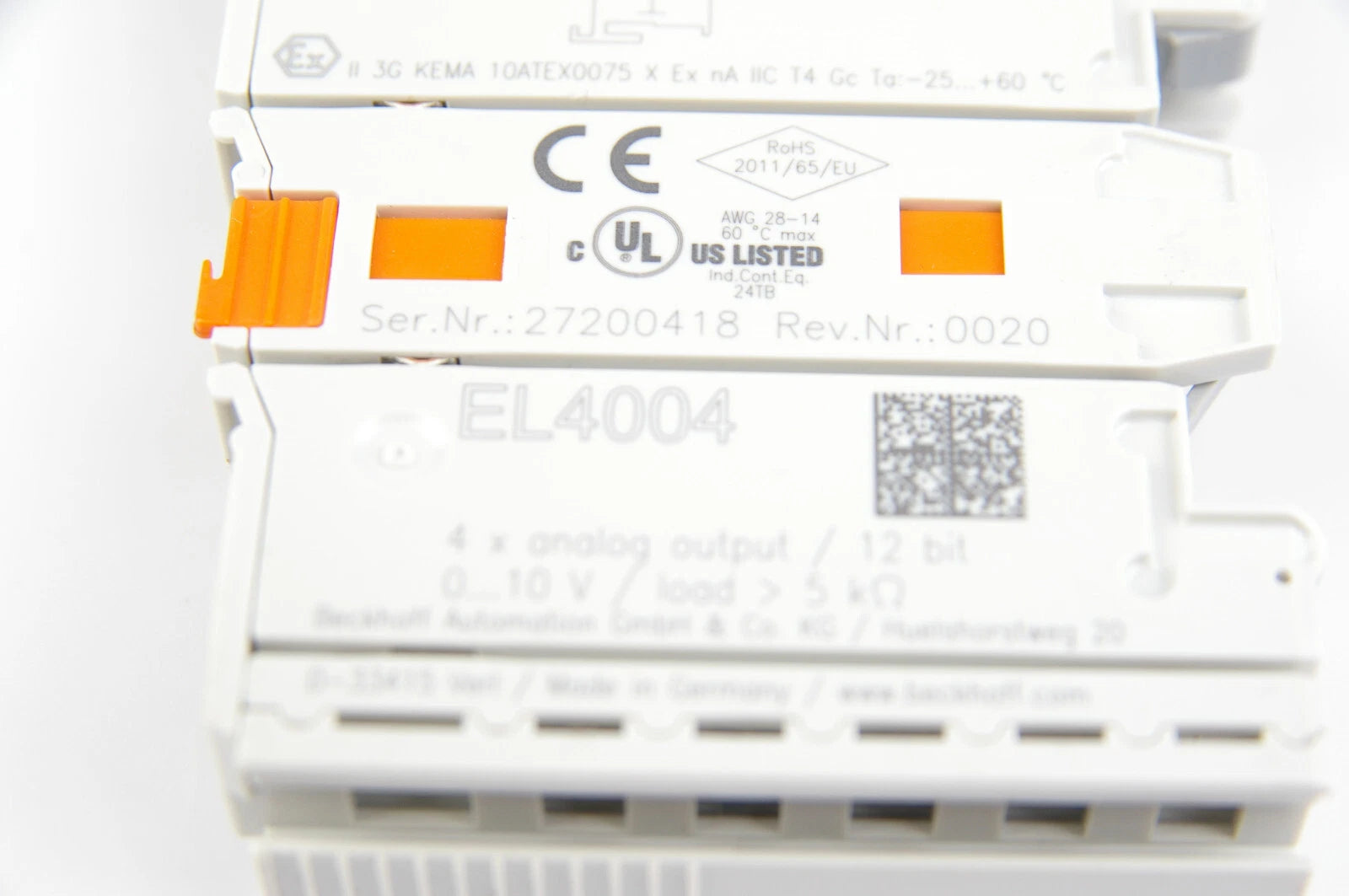 Beckhoff EL4004 4-Channel EtherCAT 0–10 V Analog Output Terminal with 12-Bit Resolution