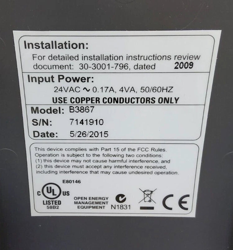 Schneider Electric Andover Continuum B3867 BACnet MS/TP Terminal Controller B-AAC