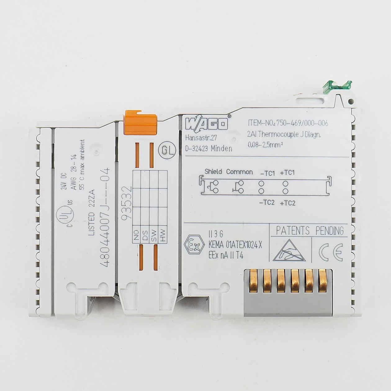 750-469/000-006 | WAGO 2-Channel Type J Thermocouple Analog Input Module