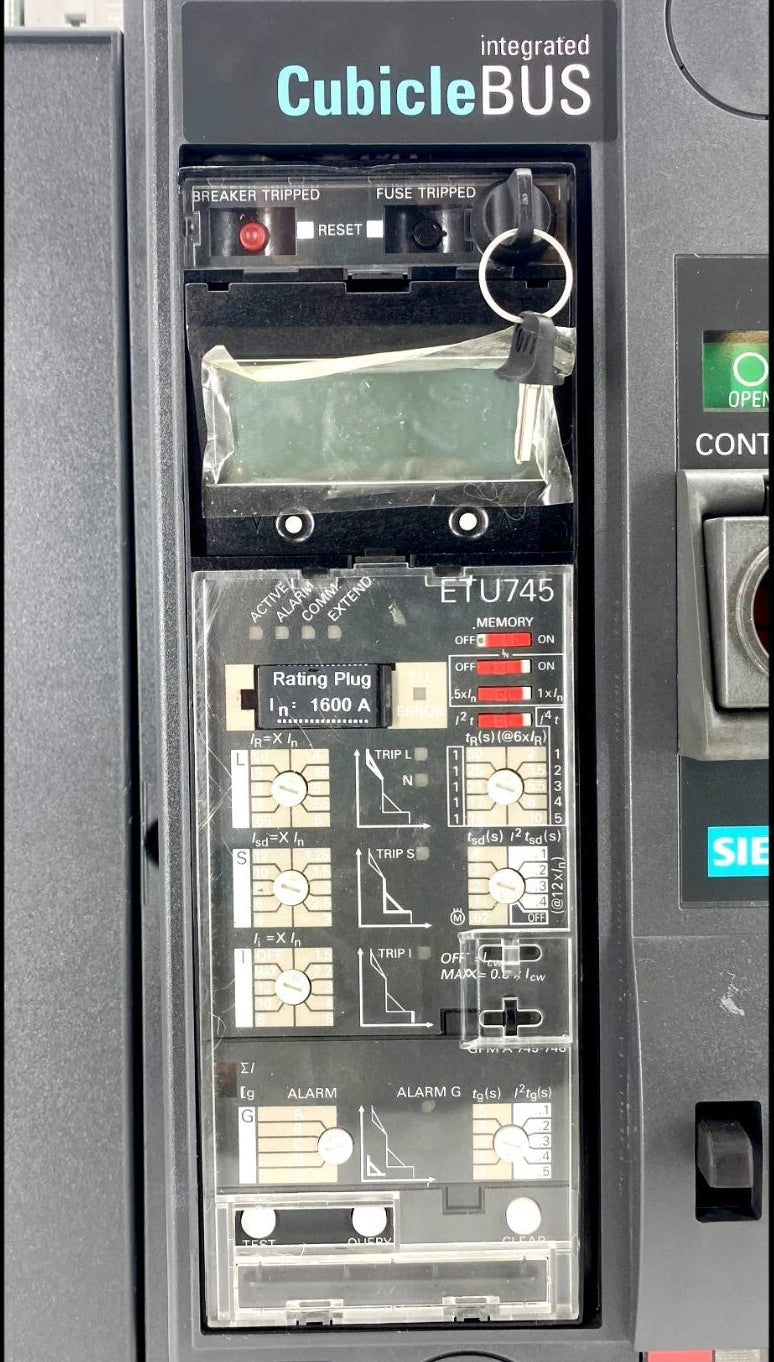 Siemens WLL2A316 1600A 3-Pole Insulated Case Circuit Breaker 100kA 600V Draw-Out
