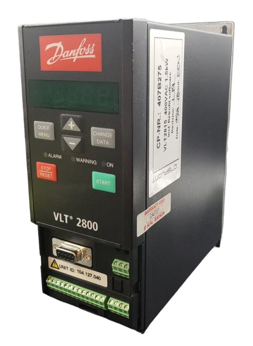 Danfoss 195N1037 VLT 2800 Series 1.5 kW Variable Frequency Drive with Built-In Display