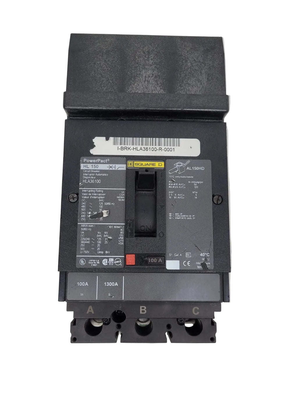 HLA36100 | Square D by Schneider Electric 3-Pole 100A Molded Case Circuit Breaker