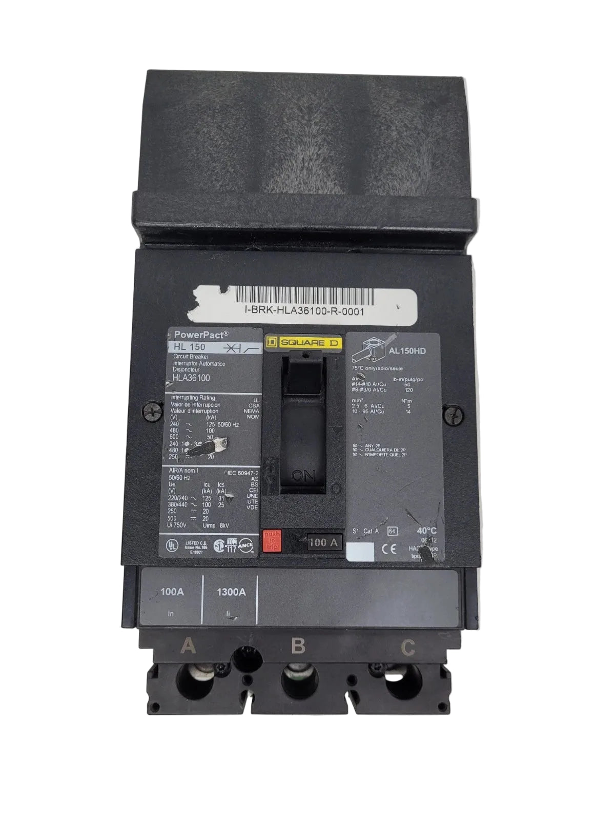 HLA36100 | Square D by Schneider Electric 3-Pole 100A Molded Case Circuit Breaker