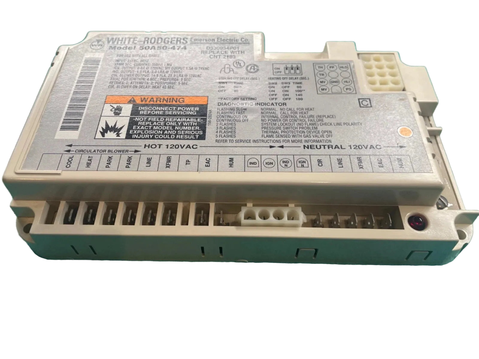 50A50-474 | White Rodgers Furnace Control Board, 25 VAC Input, 0.45 A