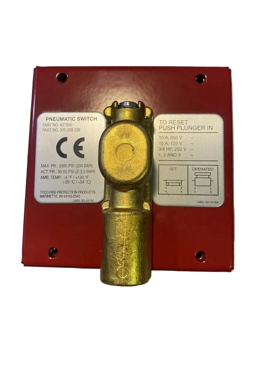 Ansul 437900 Discharge Pressure Pneumatic Switch for Fire Suppression System Electrical Control Applications