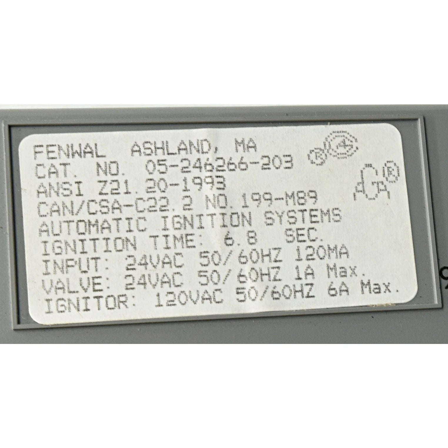 Kidde-Fenwal Controls 05-246266-203 24 VAC Ignition Control Module with 6.8 Second Ignition Timing